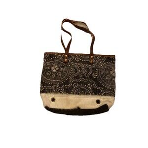 Women’s Boho Western Leather Bag Tribal Handbag Tote Cowhide Hair-On Aztec